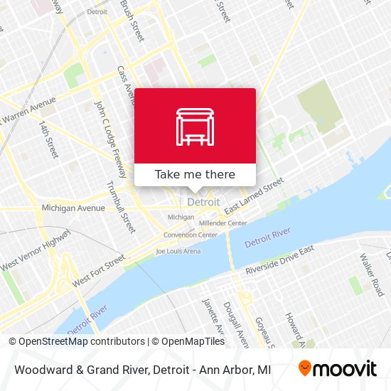 Woodward & Grand River map