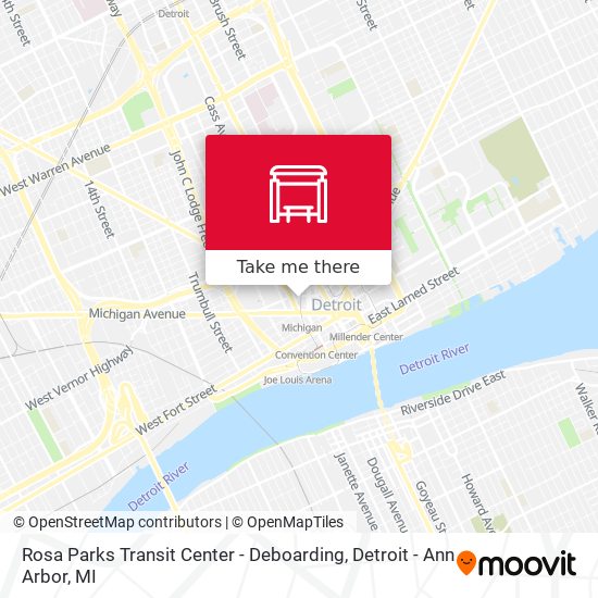 Mapa de Rosa Parks Transit Center - Deboarding
