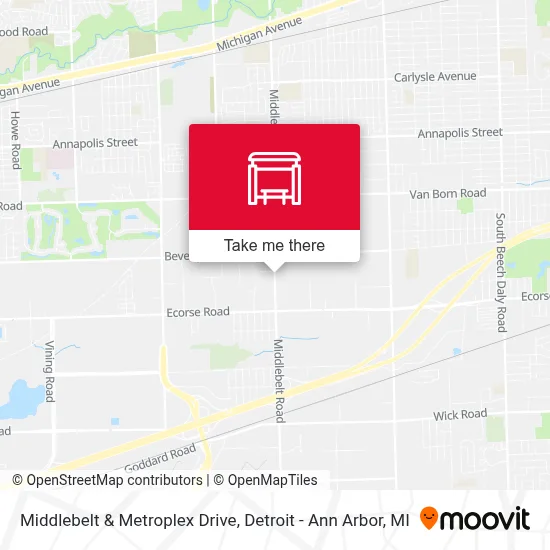 Middlebelt & Metroplex Drive map