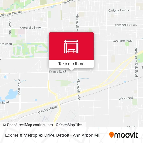 Ecorse & Metroplex Drive map