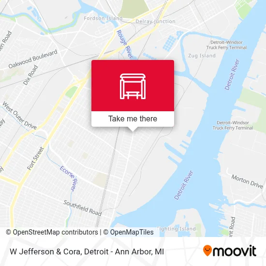 W Jefferson & Cora map