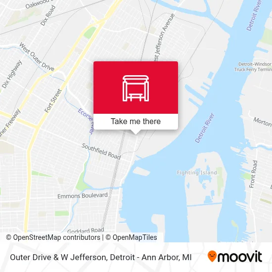 Outer Drive & W Jefferson map