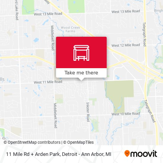11 Mile Rd + Arden Park map