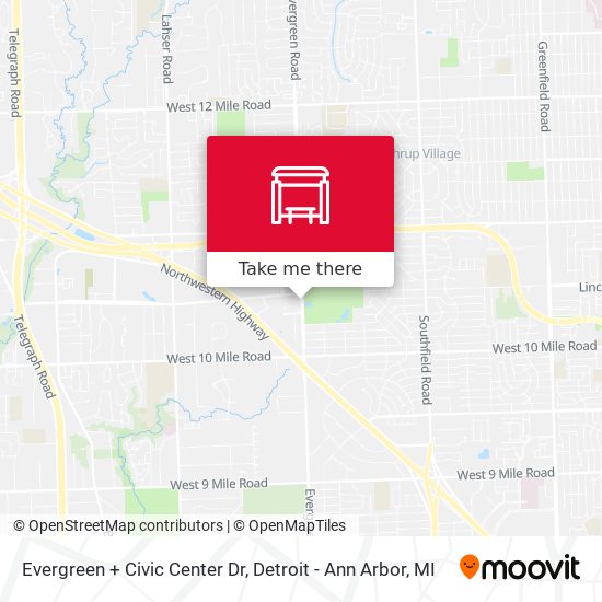 Evergreen + Civic Center Dr map