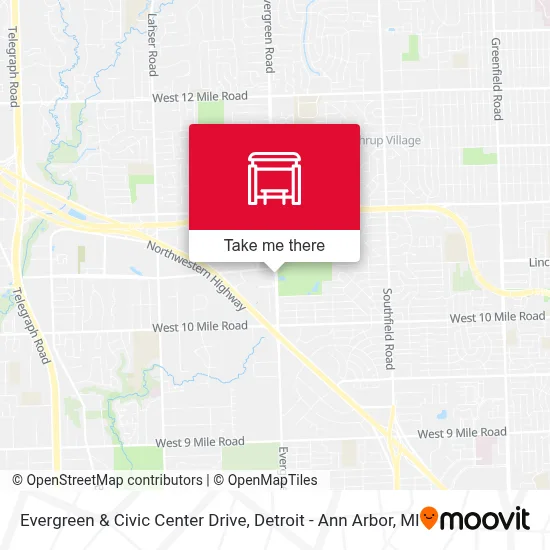 Evergreen & Civic Center Drive map