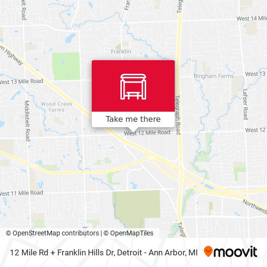 12 Mile Rd + Franklin Hills Dr map