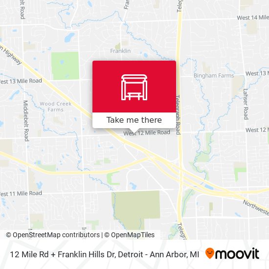 12 Mile Rd + Franklin Hills Dr map