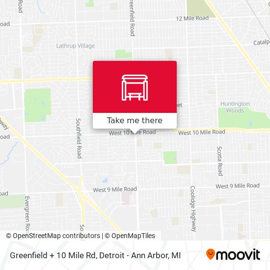 Greenfield + 10 Mile Rd map