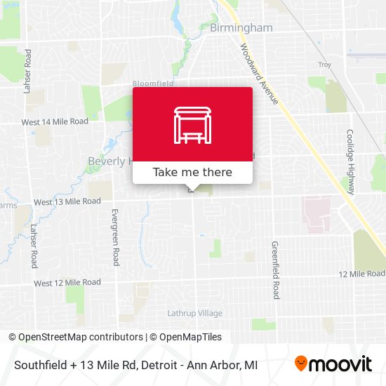 Southfield + 13 Mile Rd map