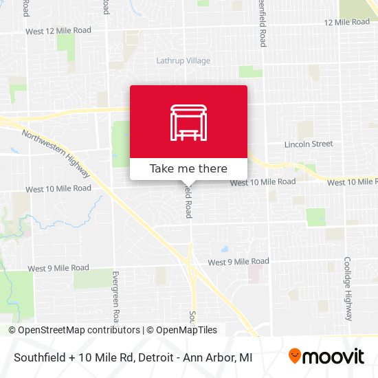 Southfield + 10 Mile Rd map