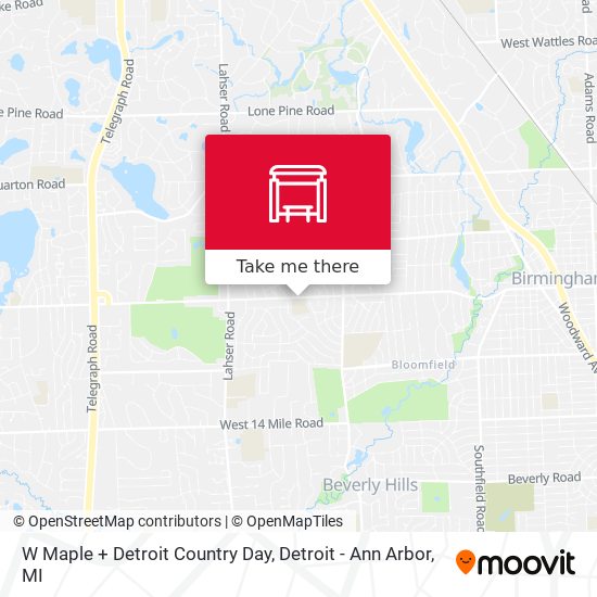 W Maple + Detroit Country Day map