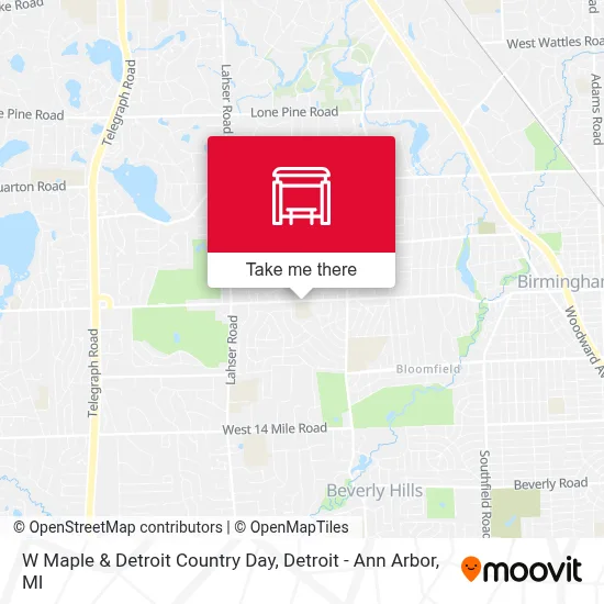 W Maple & Detroit Country Day map