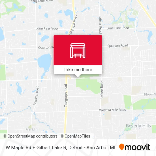 W Maple Rd + Gilbert Lake R map