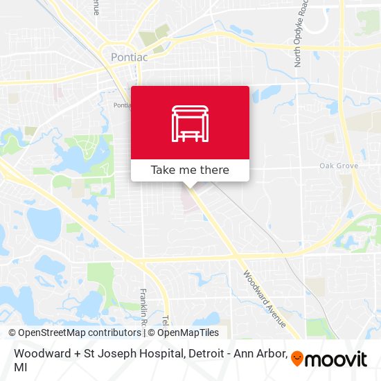 Woodward + St Joseph Hospital map