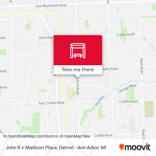 Mapa de John R + Madison Place