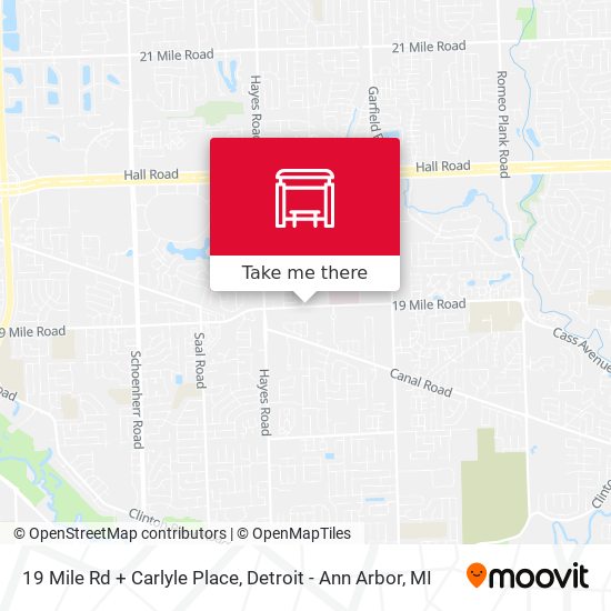 19 Mile Rd + Carlyle Place map