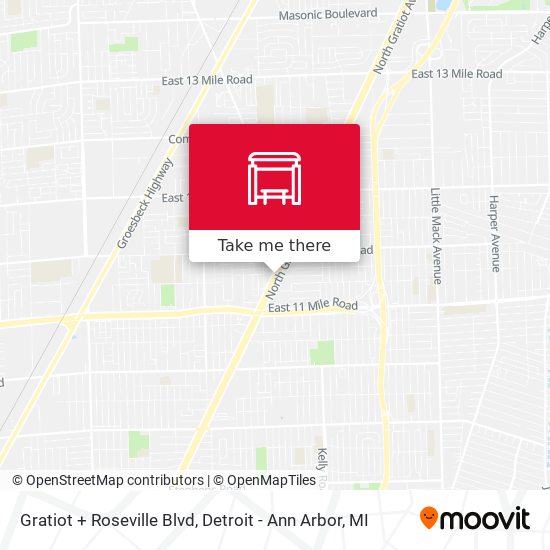 Gratiot + Roseville Blvd map