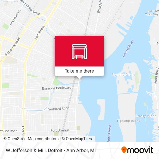 W Jefferson & Mill map