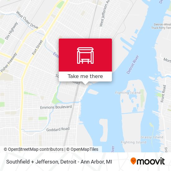 Mapa de Southfield + Jefferson