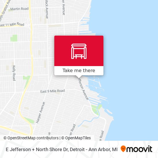 E Jefferson + North Shore Dr map
