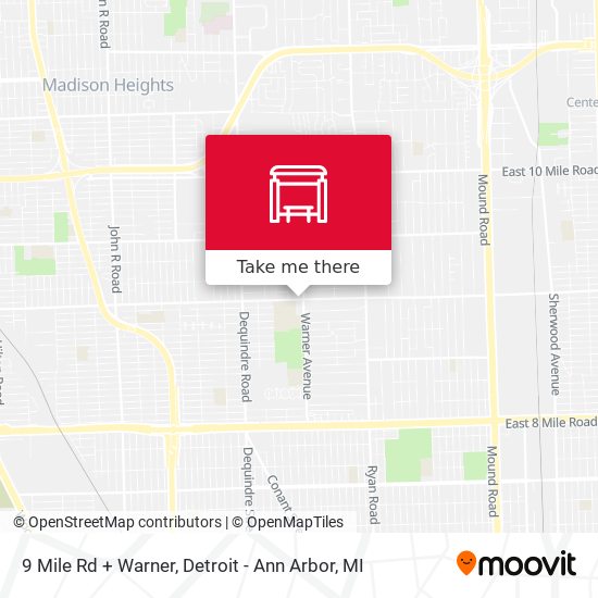 9 Mile Rd + Warner map