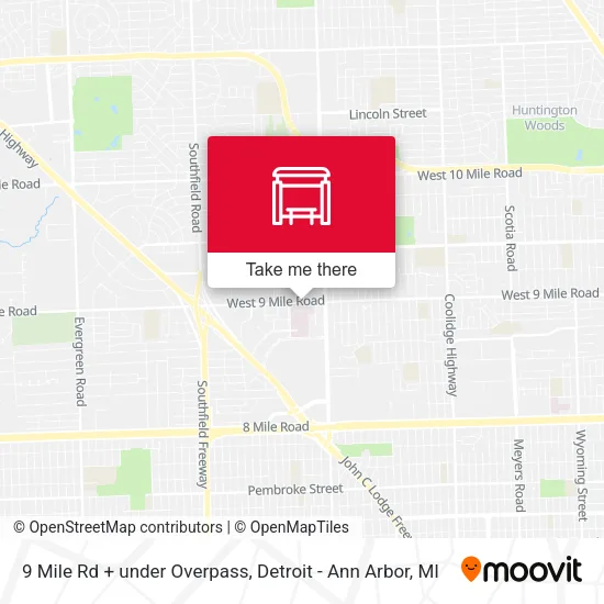 Mapa de 9 Mile Rd + under Overpass