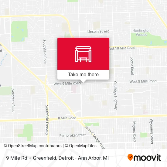 9 Mile Rd + Greenfield map