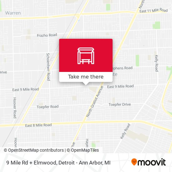 9 Mile Rd + Elmwood map