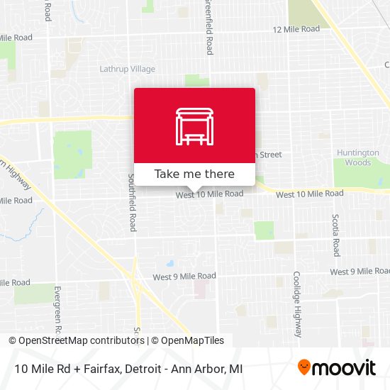 10 Mile Rd + Fairfax map