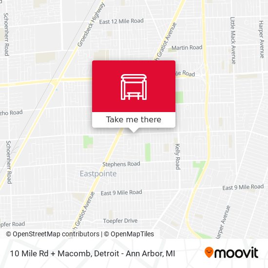 10 Mile Rd + Macomb map