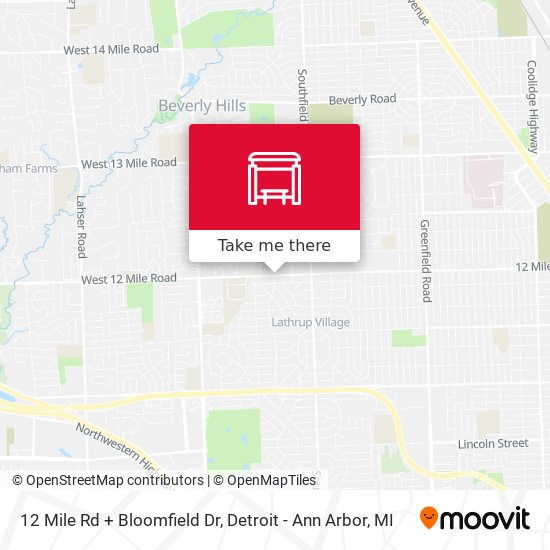 12 Mile Rd + Bloomfield Dr map