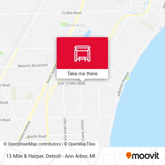 13 Mile & Harper map