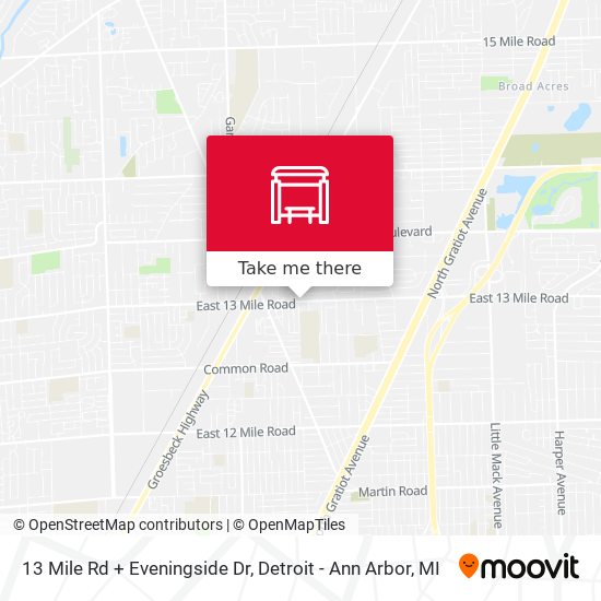13 Mile Rd + Eveningside Dr map