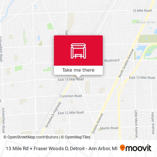 13 Mile Rd + Fraser Woods D map