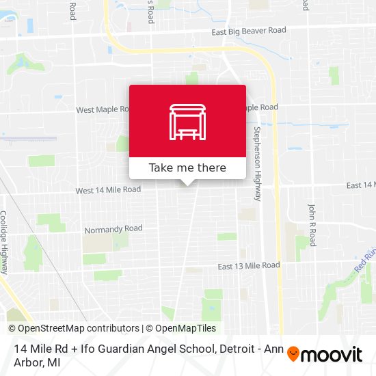 14 Mile Rd + Ifo Guardian Angel School map
