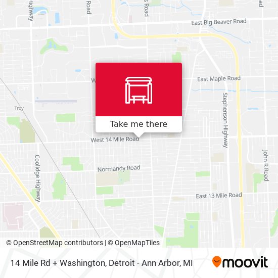 14 Mile Rd + Washington map