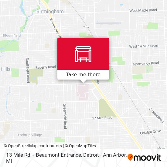 13 Mile Rd + Beaumont Entrance map