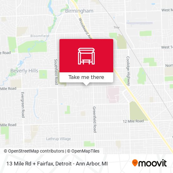 Mapa de 13 Mile Rd + Fairfax