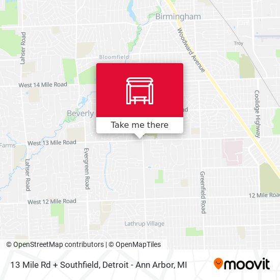 13 Mile Rd + Southfield map