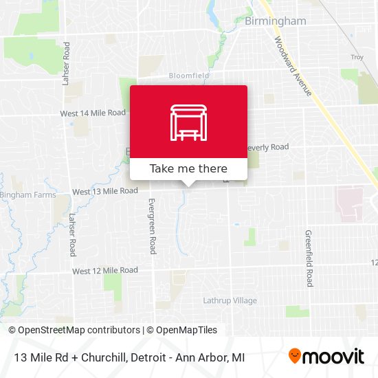 Mapa de 13 Mile Rd + Churchill