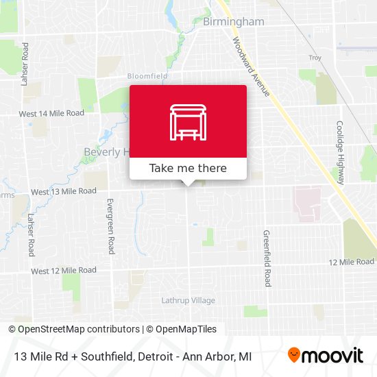 13 Mile Rd + Southfield map