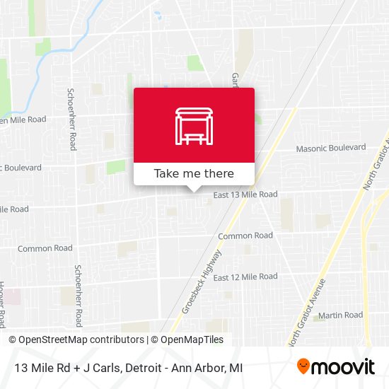 13 Mile Rd + J Carls map