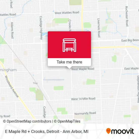 E Maple Rd + Crooks map