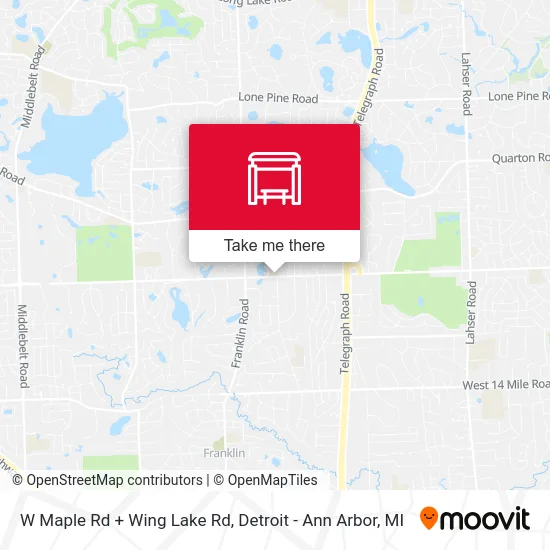 W Maple Rd + Wing Lake Rd map