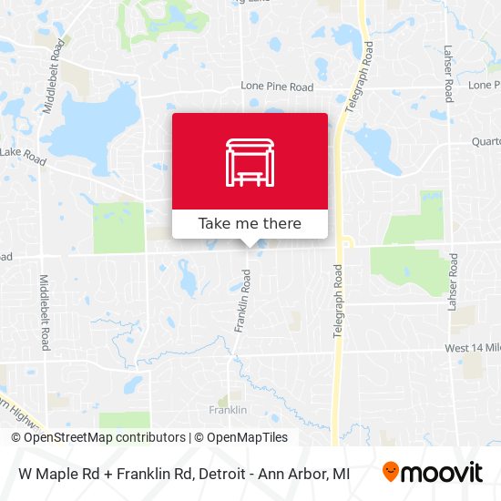 W Maple Rd + Franklin Rd map