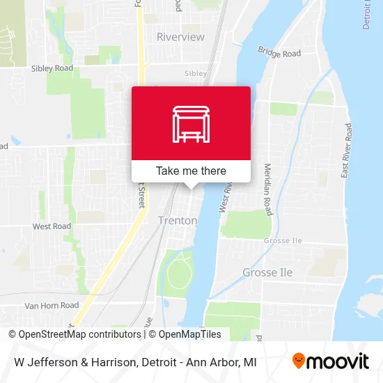 W Jefferson & Harrison map