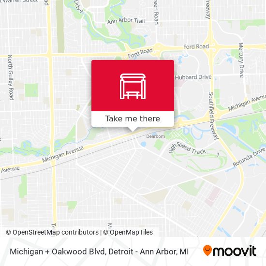 Mapa de Michigan + Oakwood Blvd