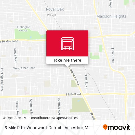 9 Mile Rd + Woodward map