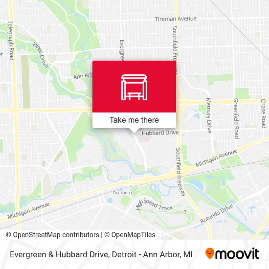 Evergreen & Hubbard Drive map