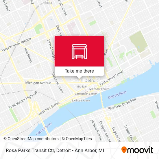 Rosa Parks Transit Ctr map